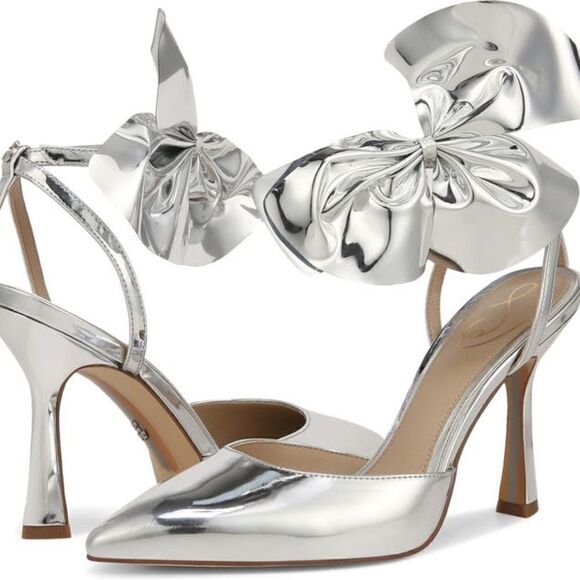 Sam Edleman Halie Pointed Toe Pump Soft Silver 9 NWT IN BOX - Picture 2 of 14